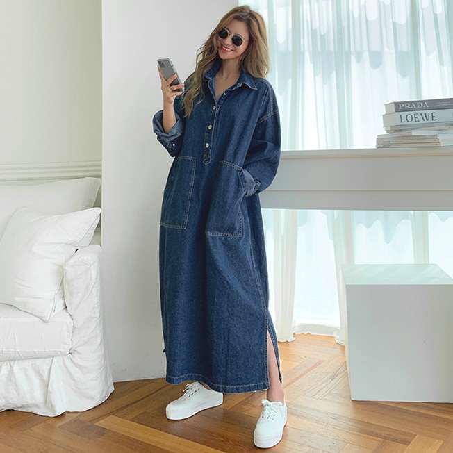 Full Sleeve, Collared Denim Dress
