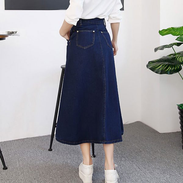 Long Mid-Calf A-Line Women Jeans Skirt - Image 3