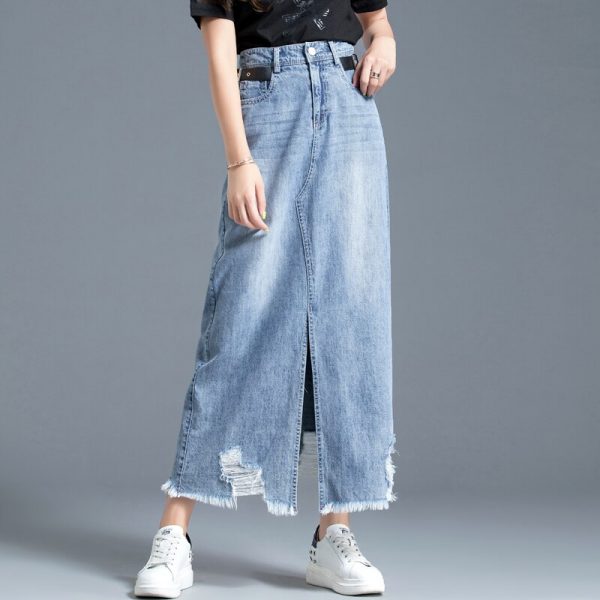 High Waist Long Maxi A-line Skirts With Pockets - Image 3