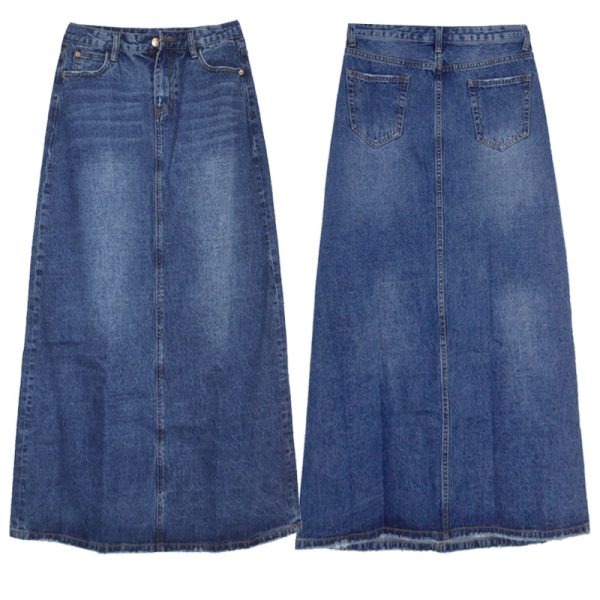 Women Long Casual Denim Skirt Spring A-line - Image 3