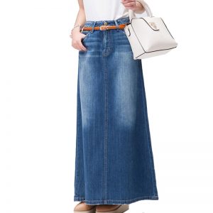 Women Long Casual Denim Skirt Spring A-line