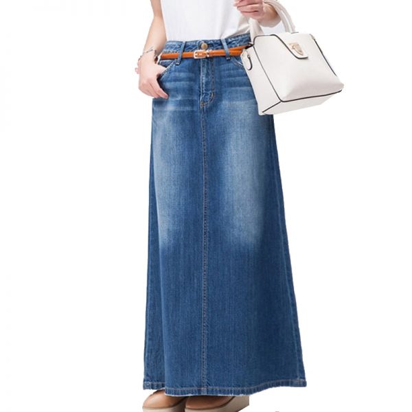 Women Long Casual Denim Skirt Spring A-line