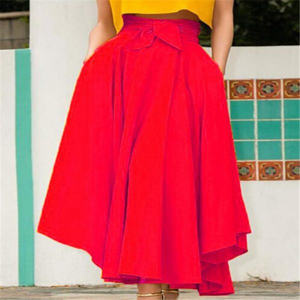 Long Maxi Skirt With Waist Bow Belt - Image 6