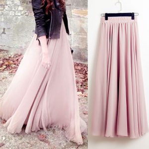 Long Chiffon A-line Skirt