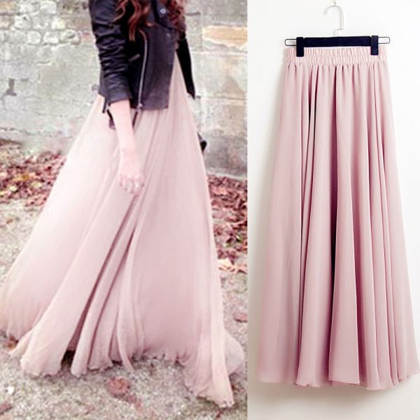 Long Chiffon A-line Skirt