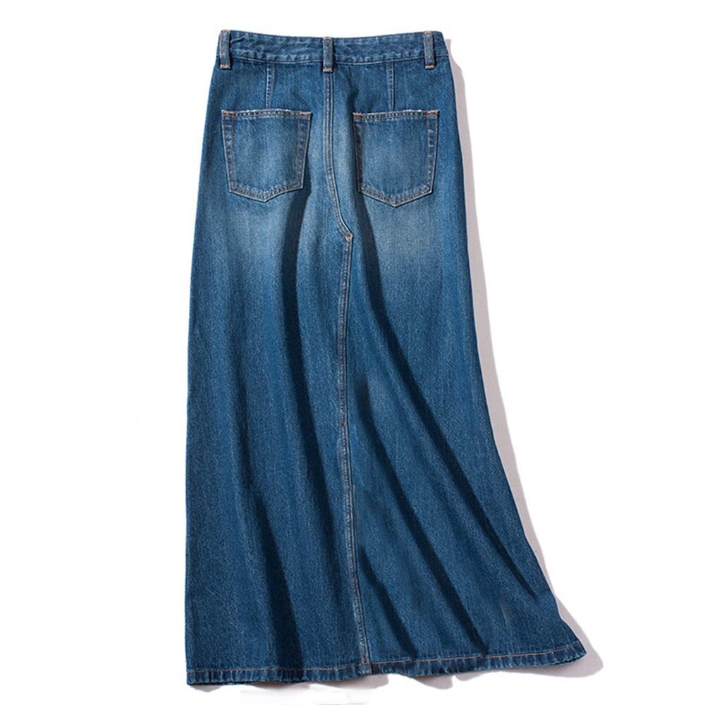 Long Blue Jean Denim Skirt 100% Cotton
