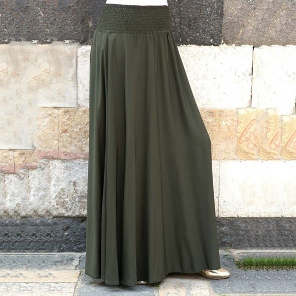 Autumn NEW Arrival Pleated Skirt Women Fashion Elastic Waist Solid Vintage A-line Loose Long Skirt Droppship подол Freeship - Image 3