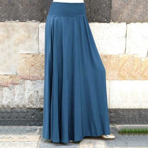 Autumn NEW Arrival Pleated Skirt Women Fashion Elastic Waist Solid Vintage A-line Loose Long Skirt Droppship подол Freeship - Image 4