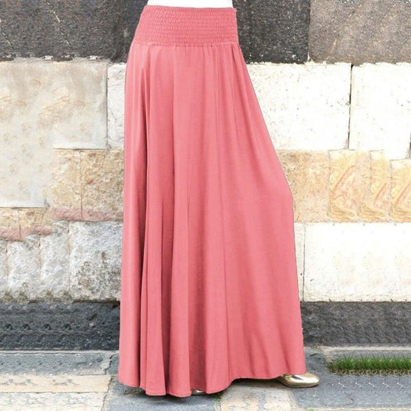 Autumn NEW Arrival Pleated Skirt Women Fashion Elastic Waist Solid Vintage A-line Loose Long Skirt Droppship подол Freeship - Image 5