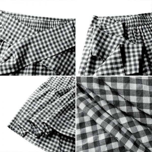 Celmia Fashion Skirts 2020 Women Vintage Plaid Check Long Skirts High Waist Casual Loose Belted Pleated Maxi Skirts Plus Size - Image 5