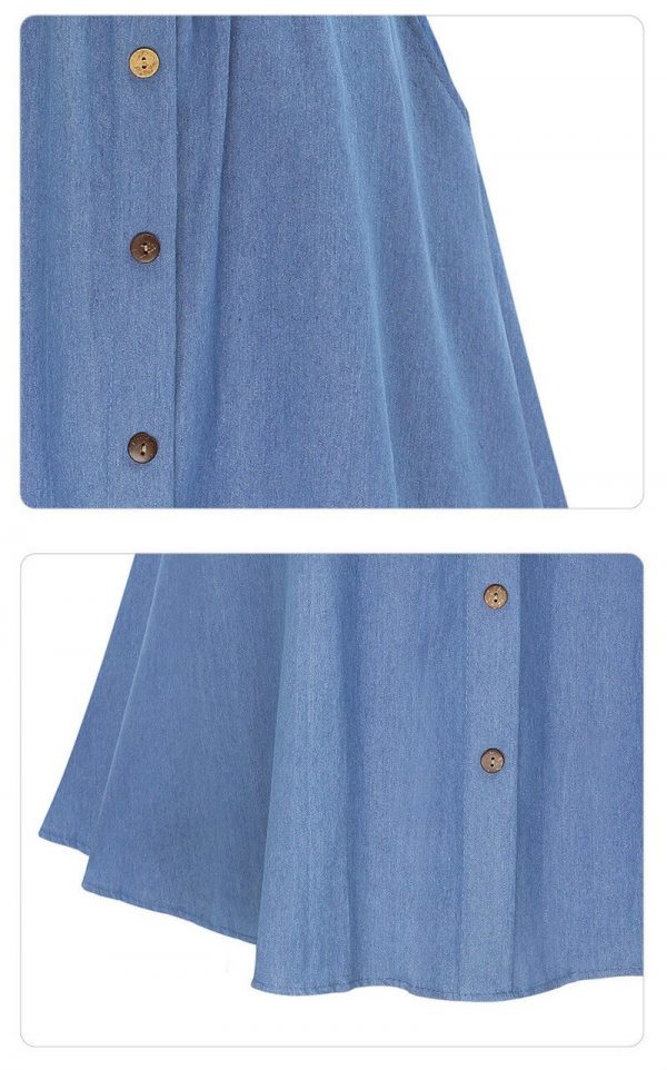Womens Pleated Knee Length Jeans Skirt - Image 6