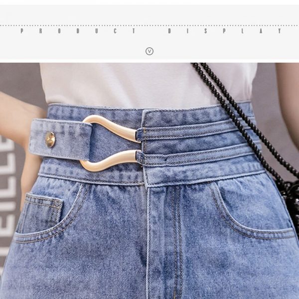 Denim Midi High Waist Blue Jean Skirts For Ladies - Image 4