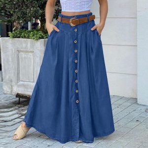 Plus Size Stylish StreetWear Skirts 2021 ZANZEA Women Summer Sundress Casual High Waist Long Vestidos Female Solid Robe Femme