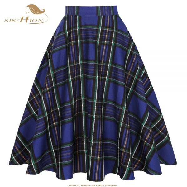 High Waist Plaid Vintage Skirts - Image 2