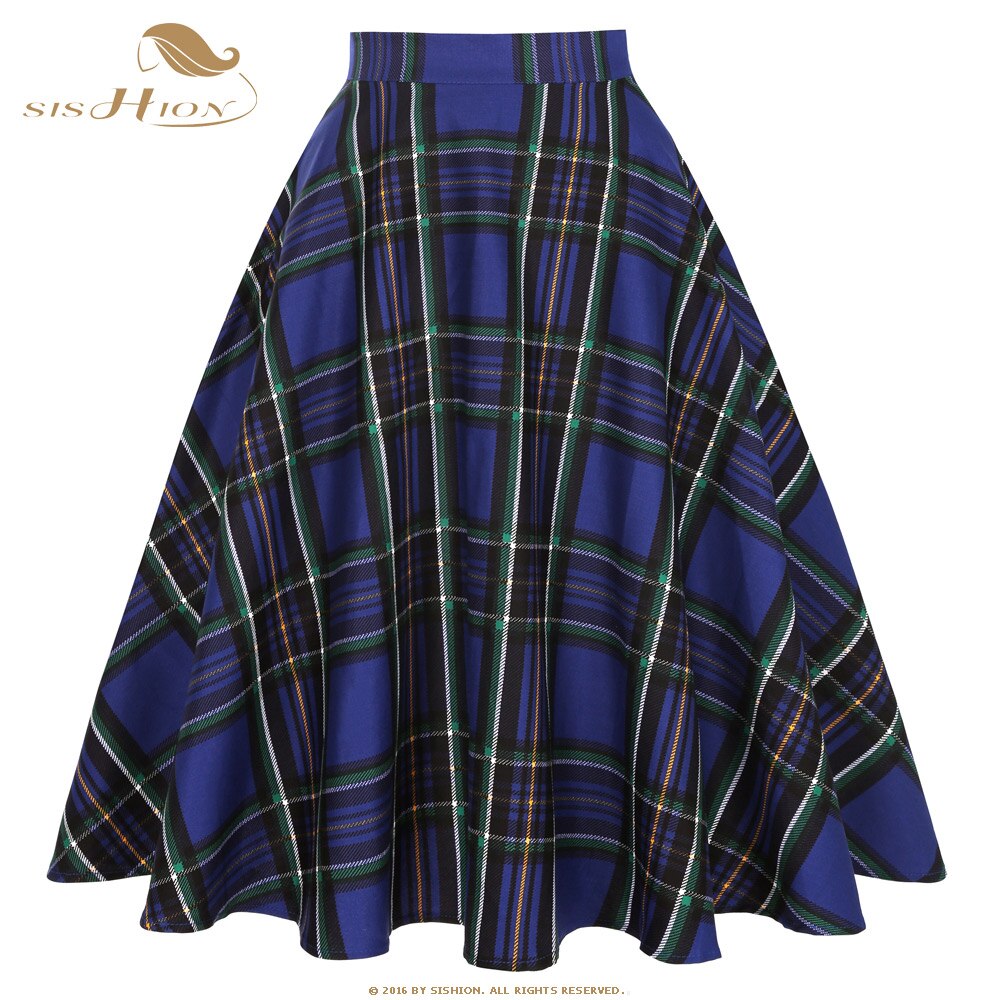 High Waist Plaid Vintage Skirts