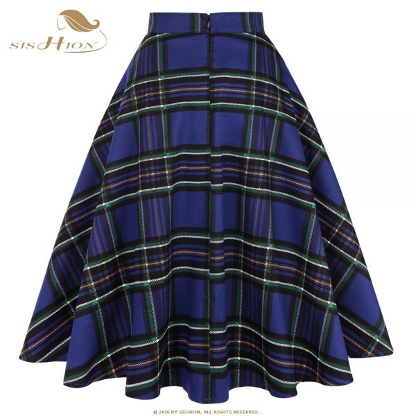 High Waist Plaid Vintage Skirts - Image 3