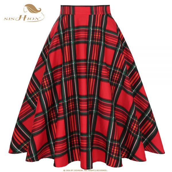 High Waist Plaid Vintage Skirts - Image 4