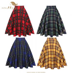 High Waist Plaid Vintage Skirts