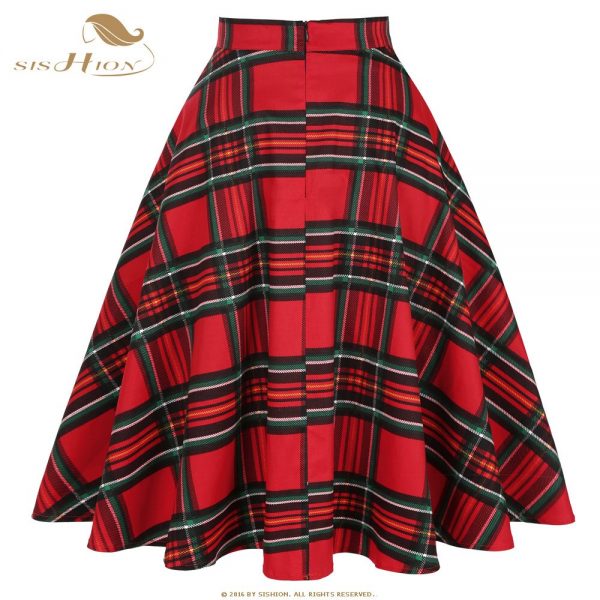 High Waist Plaid Vintage Skirts - Image 5