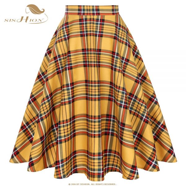 High Waist Plaid Vintage Skirts - Image 6