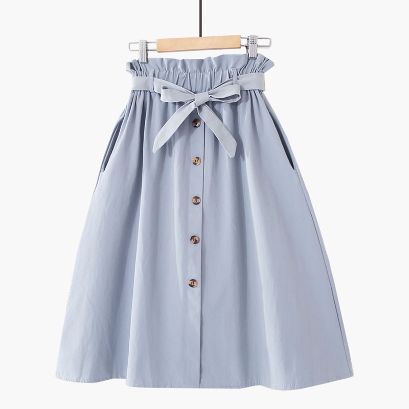 Button High Waist Skirt