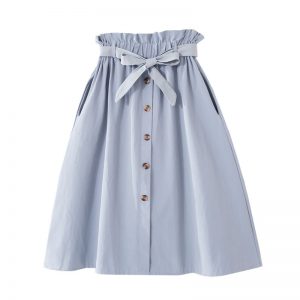 Button High Waist Skirt