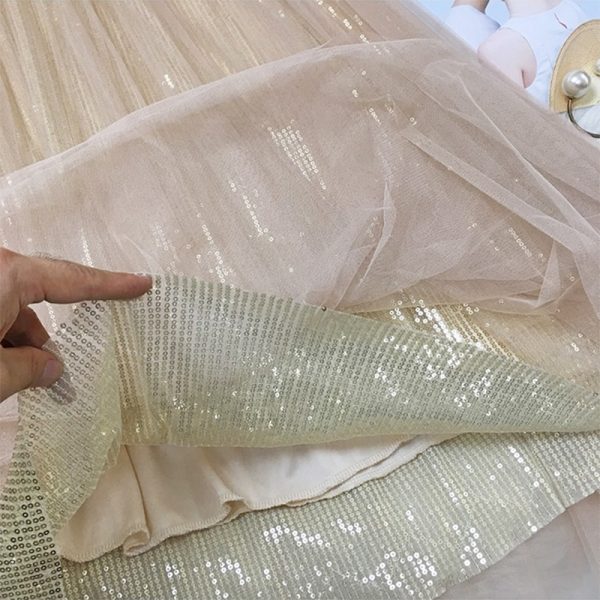 Spring Summer Skirts Women Korea Long Tulle Skirt Sequined Pleated A Line Midi Skirt Chic High Waist Skirt Female - Image 6
