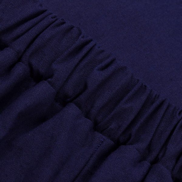 Stylish Bar 2019 Women Linen Cotton Long Skirts Elastic Waist Pleated Maxi Skirts Casual Button Flare Long Skirt Faldas Saia - Image 6