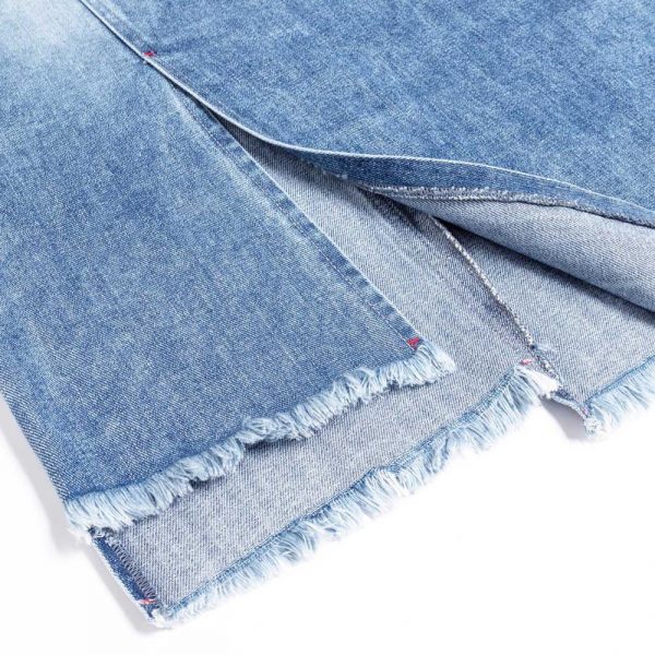 Long Casual Blue Jean Skirts With Pockets andTassels 100% Cotton - Image 5