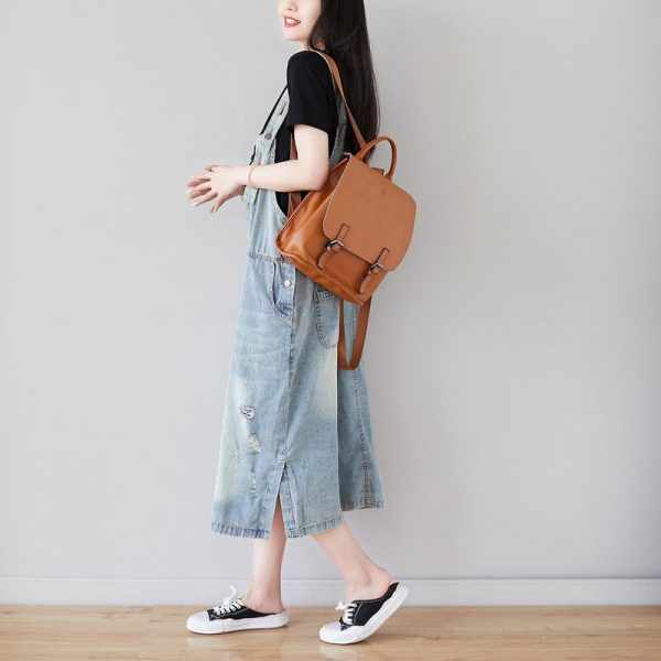 TIYIHAILEY Free Shipping 2020 Spaghetti Strap Denim Dresses Fashion Suspenders For Women Jeans Long Mid-calf Dress With holes - Image 5
