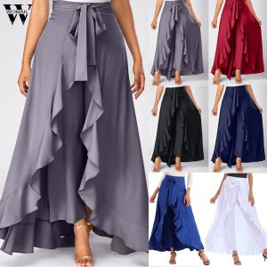 Womail Skirts 2019 New Fashion High Waist Stretch Skirt Summer High Waist A Line Bow Long Skirts For Women Casual Holiday J611