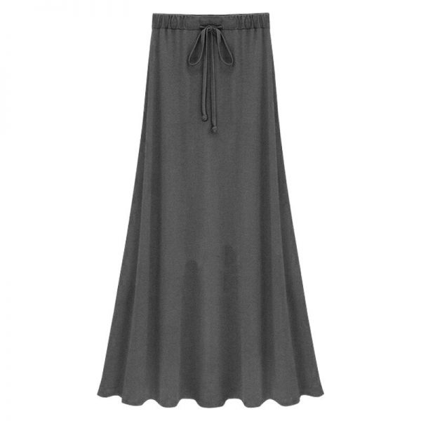 Long Loose Elastic Waist A-line Skirt - Image 5