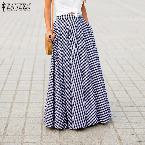 Women Plaid Check Pleated Skirts Ladies WITH Pockets - Image 2