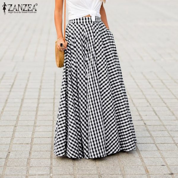 Women Plaid Check Pleated Skirts Ladies WITH Pockets - Image 4