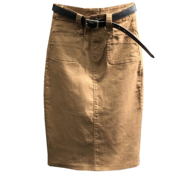 Casual denim high-waist knee length skirts with split - Image 5