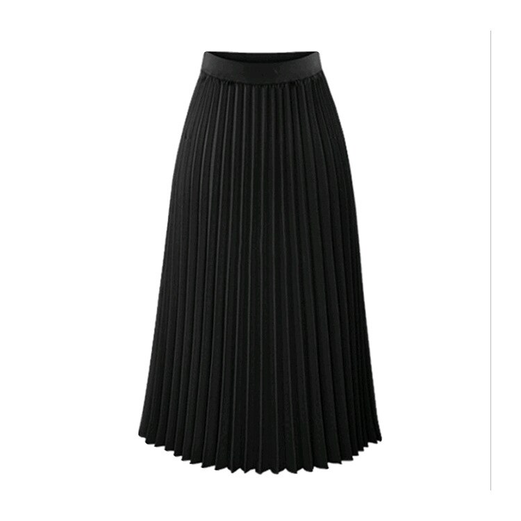 pink pleated skirt Women 2020 Plus Size Atumn Elegant White High Waist Long Skirt Black Casual Ladies Chiffon Skirt mujer faldas