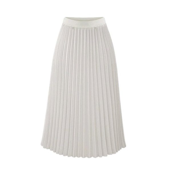 pink pleated skirt Women 2020 Plus Size Atumn Elegant White High Waist Long Skirt Black Casual Ladies Chiffon Skirt mujer faldas - Image 4