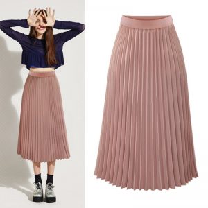 pink pleated skirt Women 2020 Plus Size Atumn Elegant White High Waist Long Skirt Black Casual Ladies Chiffon Skirt mujer faldas