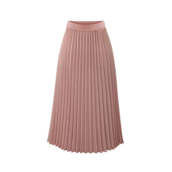 pink pleated skirt Women 2020 Plus Size Atumn Elegant White High Waist Long Skirt Black Casual Ladies Chiffon Skirt mujer faldas - Image 5